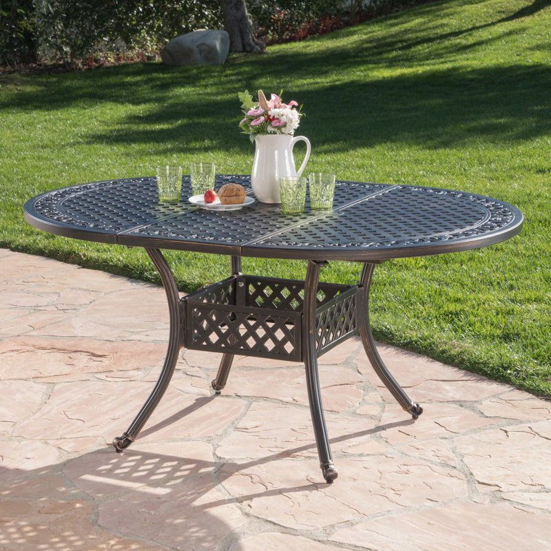 Rosemont Extendable Metal Dining Table Fleur de Lis Living Color Black Sand